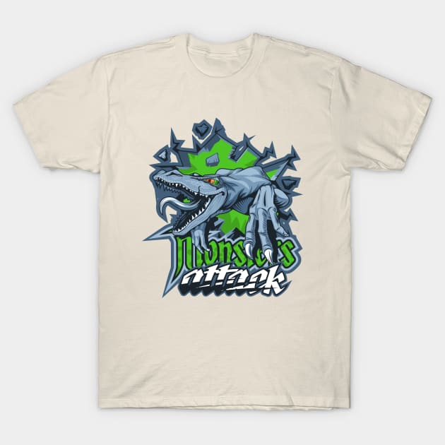 Lizard monster attack T-Shirt by Mako Design 